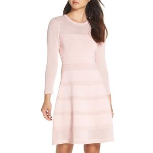 Vince Camuto Mix Stitch Pointelle Fit & Flare Dres